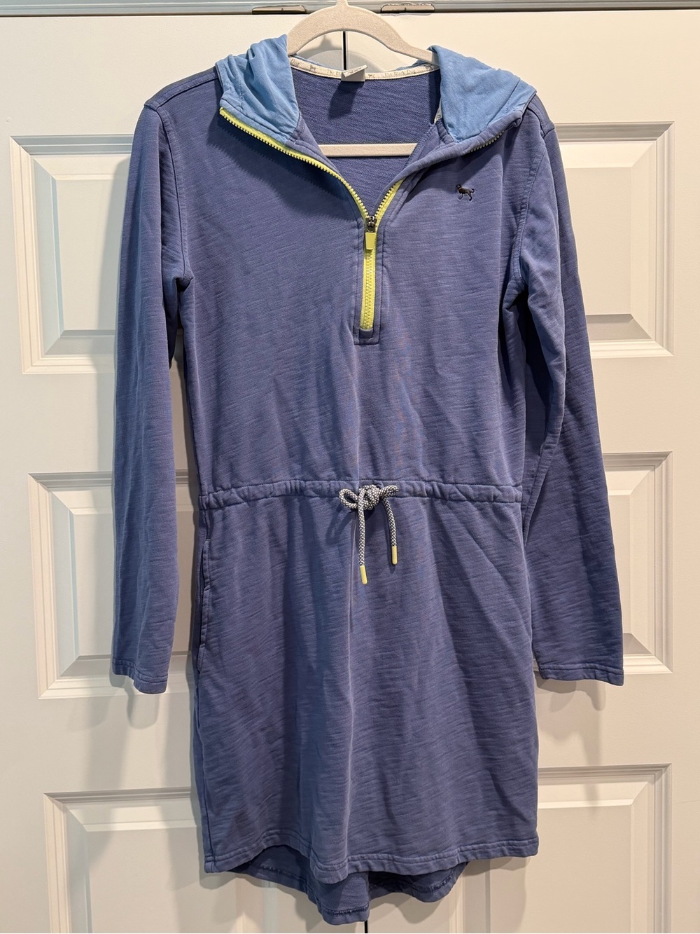 Women's Blue Hooded Drawstring Dress - The Black Dog